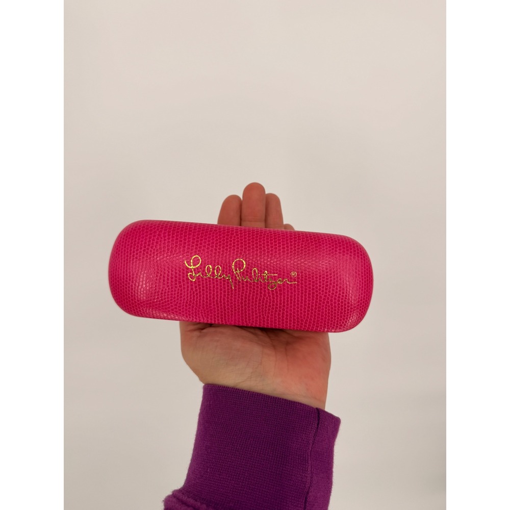 Lilly Pulitzer Pink Snakeskin Hard Eyeglass Case with Blue Interior